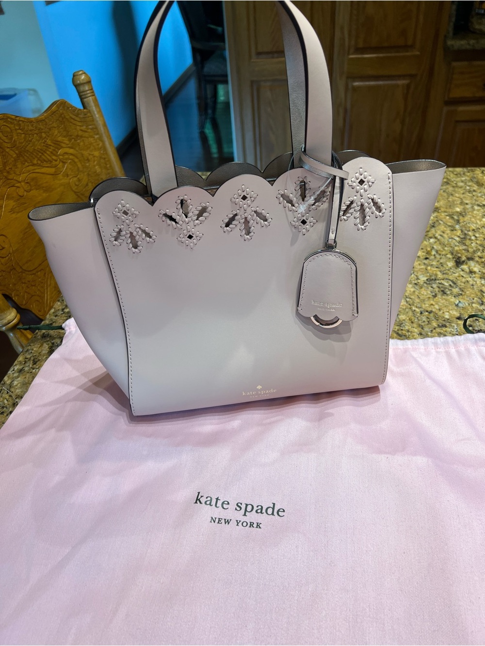 kate spade Pale Blush Scalloped Leather Tote